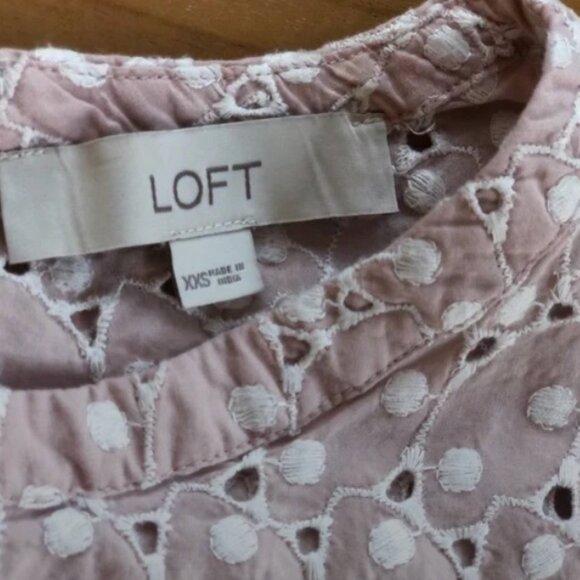 Loft Eyelet Flutter Sleeve Top in Light Pink XXS - Picture 5 of 10